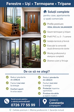 Ferestre PVC Premium | VEKA, GEALAN, SALAMANDER | Ofertă Rapidă