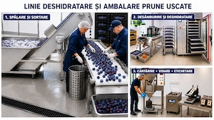 Linie completa pentru procesarea si deshidratarea prunelor