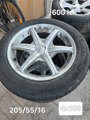 Set 4 jante aliaj 4x108 echipate cu anvelope vara 205/55/16