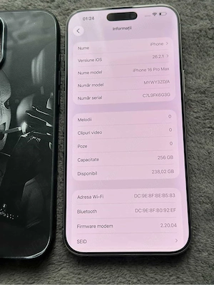 iPhone 16 Pro Max 256 gb 100% baterie 
