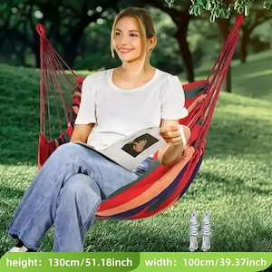 Leagan Scaun suspendat balansoar cu 2 perne Hamac pentru gradina plaja camping  în Aer Liber 100x80c - imagine 4