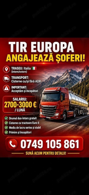 Angajăm Șoferi TIR C+E pentru Italia | Contract RO | 2700-3300 Euro - imagine 3