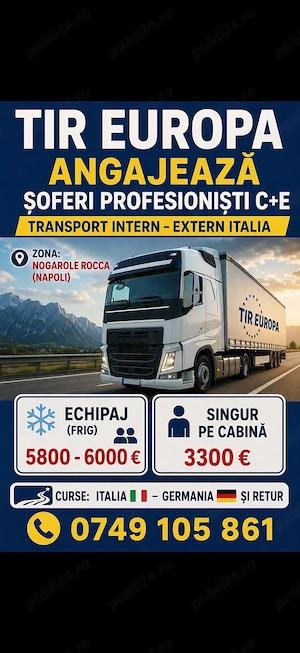 Angajăm Șoferi TIR C+E pentru Italia | Contract RO | 2700-3300 Euro - imagine 2