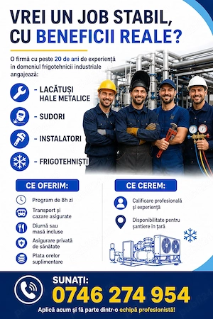 Lacătuși hale metalice - Sudori - Instalatori - Frigotehniști