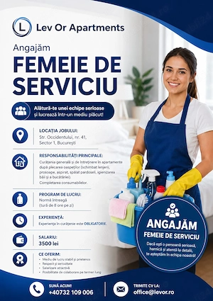 Angajam - Femeie de Serviciu - București, Sector 1