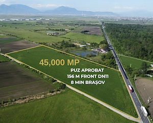 Teren 45.000 MP | PUZ APROBAT | 156 M FRONT DN11 | Prejmer - Brasov