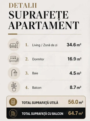 Apartament nou cu C.F., 2 camere, 56 mp utili, terasă, Mărăști - imagine 2