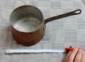 Cratita profesionala de cupru cositorit Tournus France 15 cm.