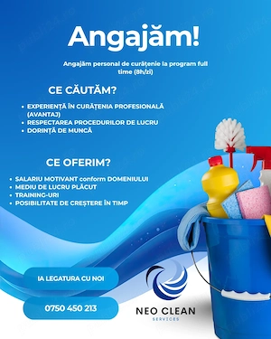 Operator curățenie spații birouri - București