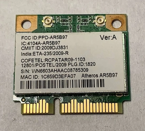 placa wireless Atheros AR5B97 . socket Half Mini PCI-E