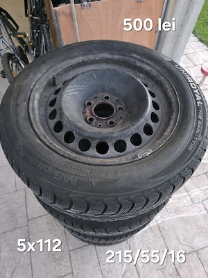 Set 4 jante otel 5x112 echipate cu anvelope MS 215/55/16