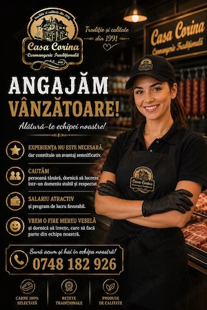 Angajam Vanzatoare- Carmangeria Casa Corina