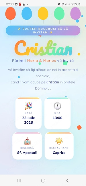 Invitatii online pe watsapp Botez Cununie Nunta cu confirmare prezenta