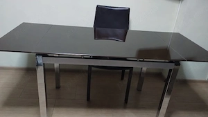 Masă extensibilă din sticlă fumurie 170x92
