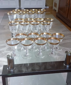 Set pahare cristal aurite Albert Royal 24 buc. valoroase 1920