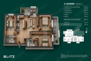 Apartament 4 camere 123 mp / Ansamblu nou / Buna ziua / NZEB