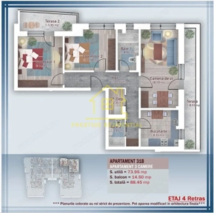 3 Cam–90 mp–TITAN-PALLADY– 2 Terase – Încălzire pardoseală - 2026 - imagine 3