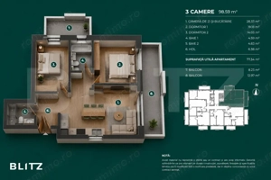 Apartament 3 camere / 2 Balcoane / nZEB / Buna Ziua