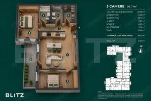 Apartament 3 camere / Ansamblu Nou nZEB / Buna Ziua