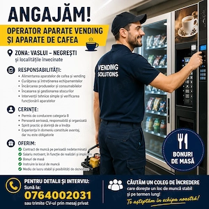 Operator automate cafea Jud. Vaslui
