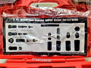 Set 9 piese chei pentru demontat antifurturi roți și piulițe deteriorate 1/2" – NOU - imagine 5