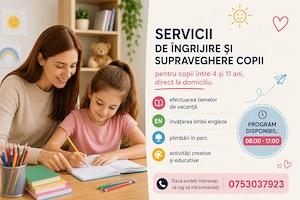 Servicii îngrijire copii pe perioada verii