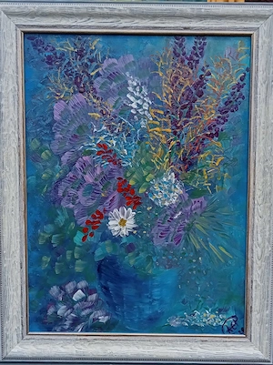 Flori de camp tablou floral in ulei pe panza inramat