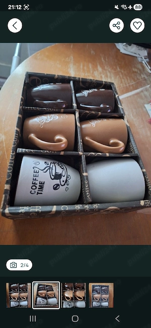 Set de 6 căni de cafea în 3 culori