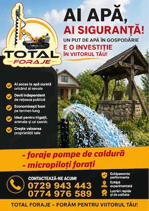 Servicii de forare a puțurilor de mică si mare adancime