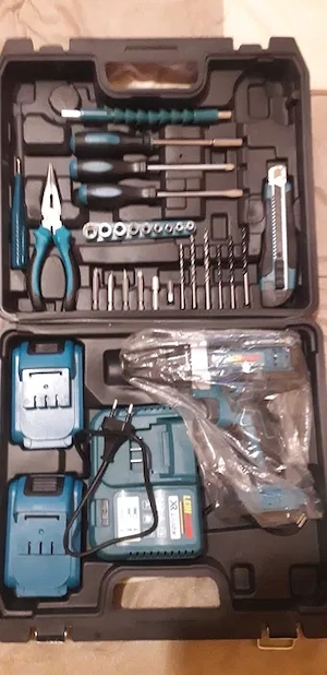 Trusa bormasina pistol cu impact 48V - 2 acumulatori , noua