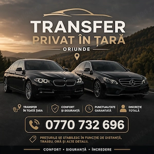 Transfer Privat Oriunde în România | BMW Seria 5 & Mercedes E-Class | Confort și Siguranță