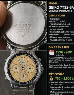 Urgent 700 ceas Seiko Flightmaster Chronograph model 7T32-6A40 