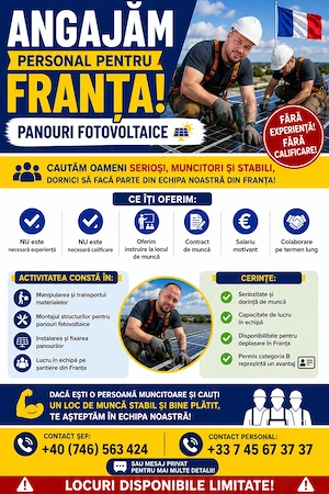  Locuri de muncă în Franța pentru români 