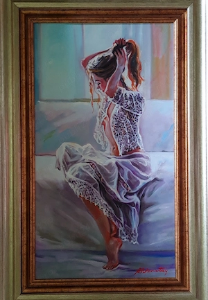 Pictură de colecție, ulei pe pânză, semnată a. c. Panatta, certificat, preț negociabil 