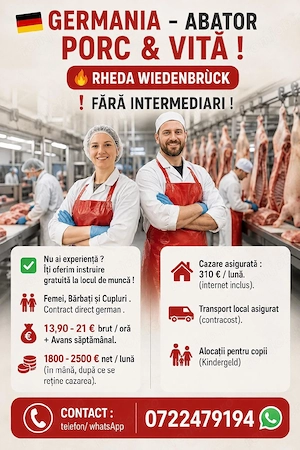locuri de muncă  la abator- Germania 