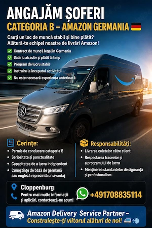 Angajem soferi categoria B Amazon Germania