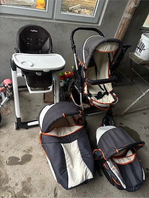 carucior pentru copii 3in1 si masa pentru mancat Peg-Perego 2in1