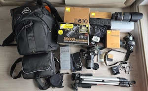 Nikon D610, obiective Tamron 70-300, Nikkor AF-S 18-105, Nikkor AF-S 50 + set complet accesorii