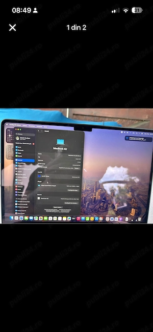 MacBook Air M2 13 Midnight, 16 GB RAM, 256 GB SSD, încă în garanție