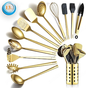 Set Ustensile de Bucătărie Gold   Berglander, 13 Piese, Oțel Inoxidabil