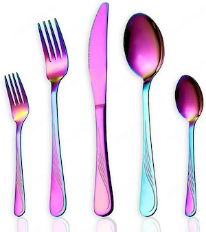 Set Tacâmuri Rainbow HOMQUEN   30 Piese, Oțel Inoxidabil