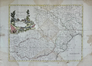 Harta veche Romania   Valahia   Moldova din anul 1798 - ORIGINAL