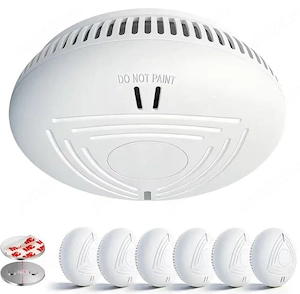 Set 6 Detectoare de Fum cu Baterie de 10 Ani   Montaj Magnetic   Certificare TÜV