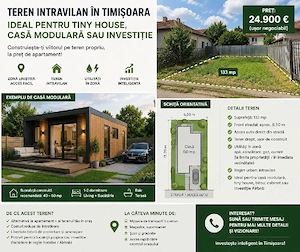 Teren intravilan în Timișoara   ideal pentru Tiny House, casă modulară sau investiție