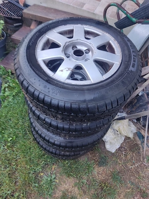 Jante Aliaj Originale VW 15" 5x112 Passat, Golf + Anvelope Iarnă 195/65/R15 + Rezervă - imagine 2