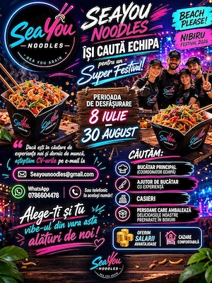 SeaYou Noodles ,este în căutare de personal pentru beach please nibiru!