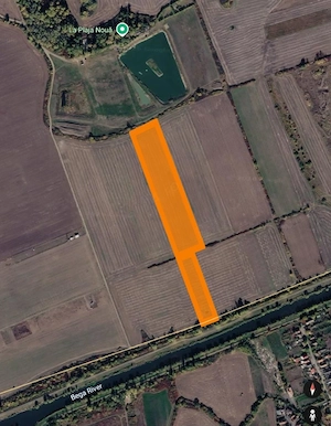 40.000 mp teren arabil în Utvin între  La Plaja Nouă  și canalul Bega (pista de biciclete)