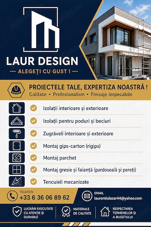 Izolatii interioare si exterioare , tencuieli mecanizate, gresie, faianta, parchet, rigips