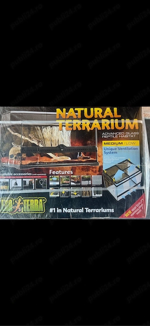 Exo Terra Natural Terrarium Medium Low (60x45x30 cm) - imagine 3
