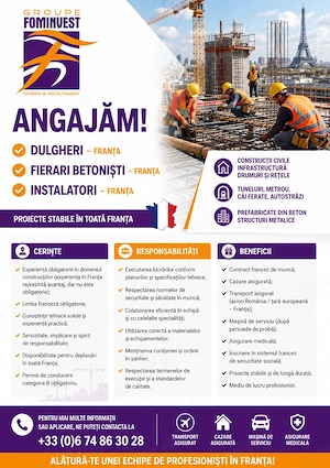 Angajăm Personal În Construcții   FRANȚA